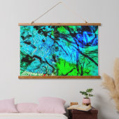 Blue abstract Wood Topped Wall Tapestry,Blue calm Hangend Wandkleed (Slaapkamer)