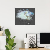 *~* Blue AbstractDANDELION maakt een wens Poster (Thuiskantoor)
