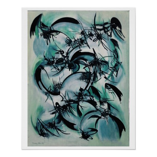 "Blue Abstraction", glanzend Poster (Voorkant)