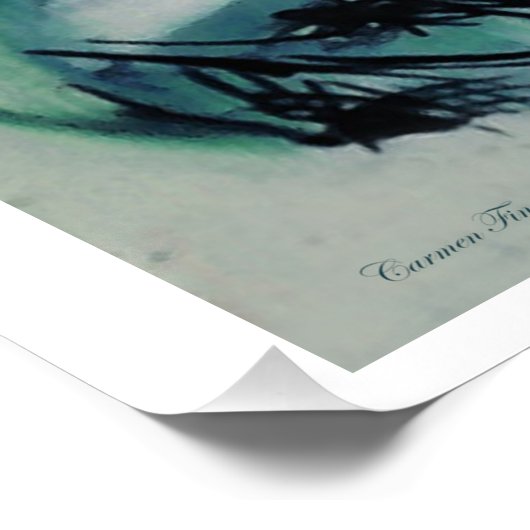 "Blue Abstraction", glanzend Poster (Hoek)