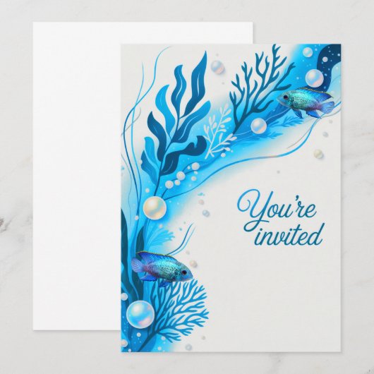 Blue Acara Cichlids Uitnodiging voor een huwelijks (Voorkant / Achterkant)
