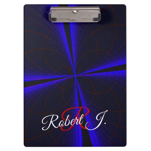 Blue Accent Clover Leaf Geometric Clipboard Klembord (Voorkant)