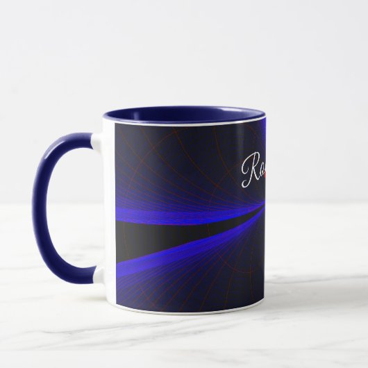Blue Accent Clover Leaf Geometric Coffee Mug Mok (Links)