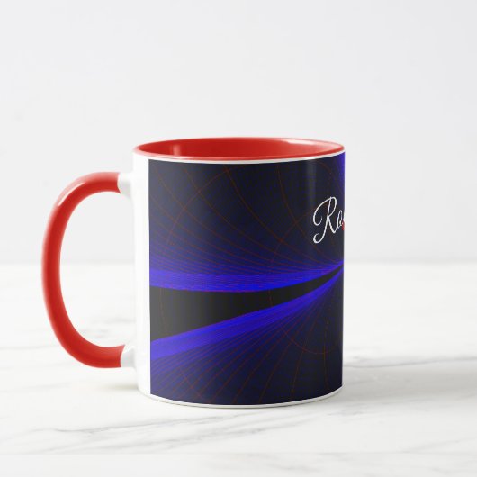 Blue Accent Clover Leaf Geometric Coffee Mug Mok (Links)