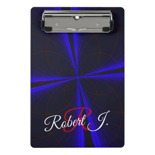 Blue Accent Clover Leaf Geometric Mini Clipboard Klembord (Voorkant)