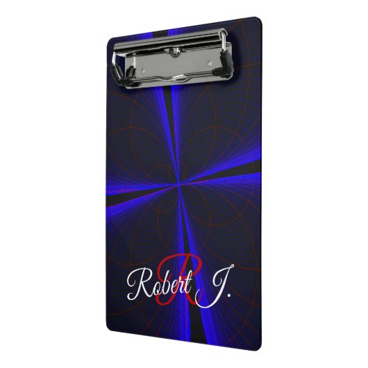 Blue Accent Clover Leaf Geometric Mini Clipboard Mini Klembord (Angled2)