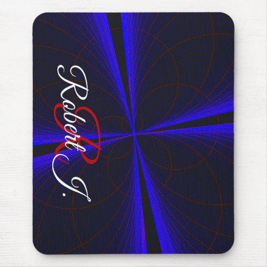 Blue Accent Clover Leaf Geometric Mouse Pad Muismat (Voorkant)