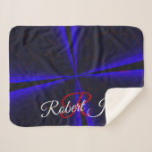 Blue Accent Clover Leaf Geometric Sherpa Blanket Deken (Voorkant (horizontaal))