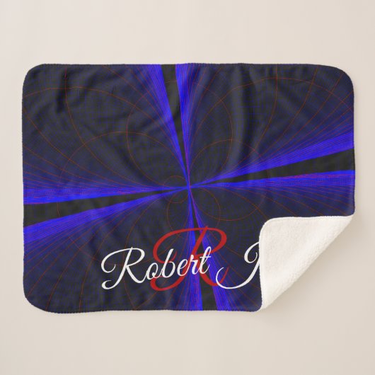 Blue Accent Clover Leaf Geometric Sherpa Blanket Deken (Voorkant (horizontaal))