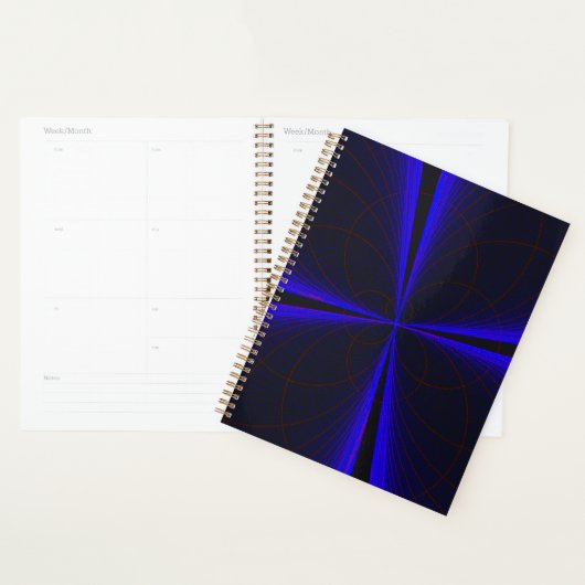 Blue Accent Clover Leaf Geometric Spiral Planner (Display)