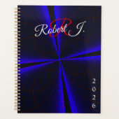 Blue Accent Clover Leaf Geometric Spiral Planner (Voorkant)