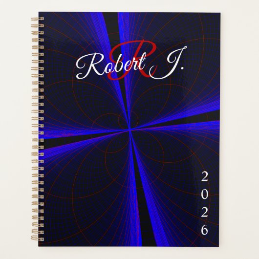Blue Accent Clover Leaf Geometric Spiral Planner (Voorkant)