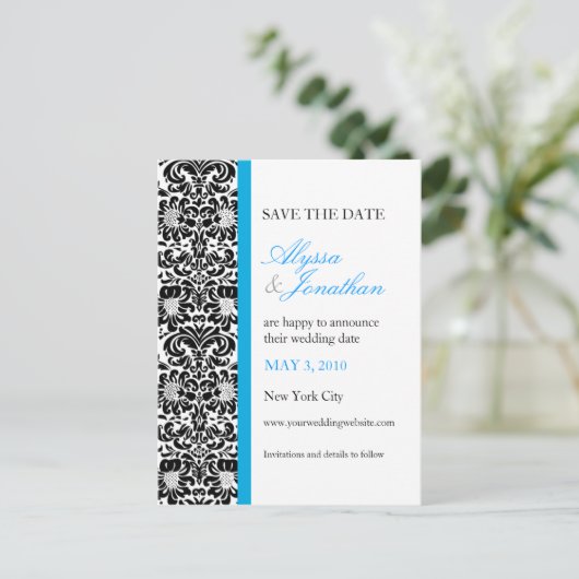 Blue Accent Damask Save the Cate Kaart (Staand voorkant)