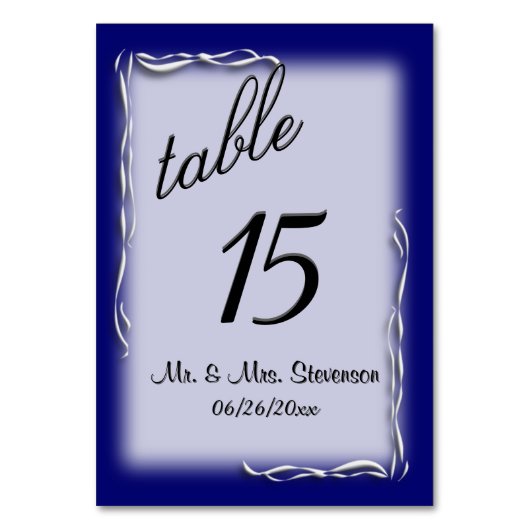 Blue Accent Lijst Table Number Kaart (Voorkant)