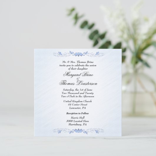 Blue Accent Wedding Invitations Kaart (Staand voorkant)