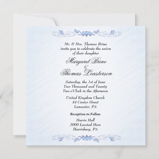 Blue Accent Wedding Invitations Kaart (Voorkant)