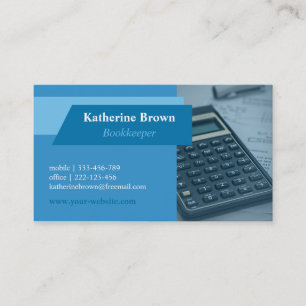 Blue Accountant Bookkeeper Finance Calculator Visitekaartje