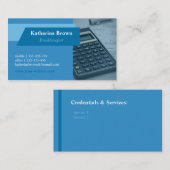 Blue Accountant Bookkeeper Finance Calculator Visitekaartje (Voorkant / Achterkant)