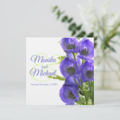 Blue Aconitum bloemen bruiloft vierkant linnen uit Kaart (Staand voorkant)