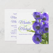 Blue Aconitum bloemen bruiloft vierkant linnen uit Kaart (Voorkant / Achterkant)