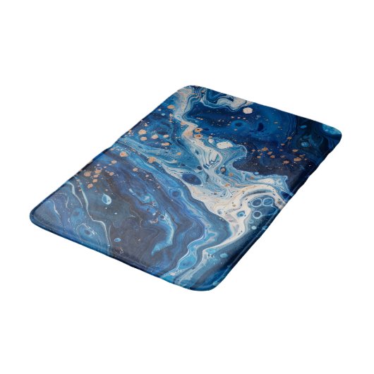Blue Acrylic Pour Graphic  Ocean Water Lake Badmat (Gekanteld)