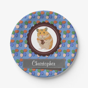 Blue Add Jouw naam Hamster Pasen Papieren Bordje