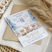 Blue Adventure Awaits Woodland Baby Shower Kaart