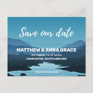 Blue Adventure Travel Mountains Save the date Aankondigingskaart