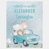 Blue Adventure wacht op Waterverf Safari Animals Fleece Deken (Voorkant)