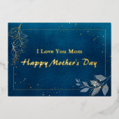 Blue Aesthetic Folie Moederdag Wenskaart Folie Feestdagenkaart (Voorkant)