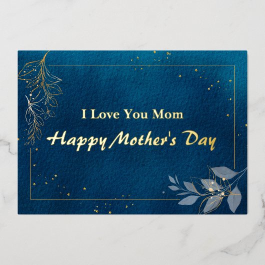 Blue Aesthetic Folie Moederdag Wenskaart Folie Feestdagenkaart (Voorkant)