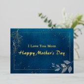 Blue Aesthetic Folie Moederdag Wenskaart Folie Feestdagenkaart (Staand Voorkant)