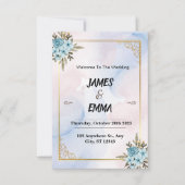 Blue Aesthetic Invitation Wedding Kaart (Voorkant)