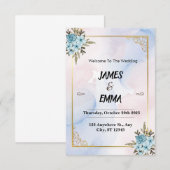 Blue Aesthetic Invitation Wedding Kaart (Voorkant / Achterkant)