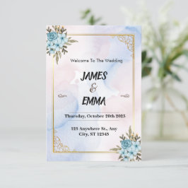 Blue Aesthetic Invitation Wedding Kaart