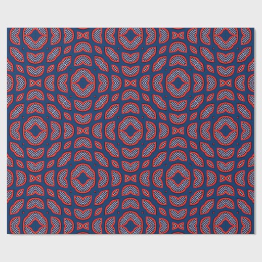 Blue African Ankara Pattern Cadeaupapier (Vlak)