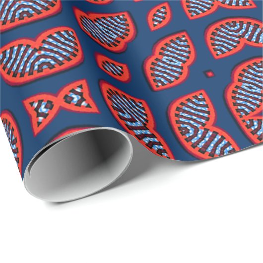 Blue African Ankara Pattern Cadeaupapier (Rol Hoek)