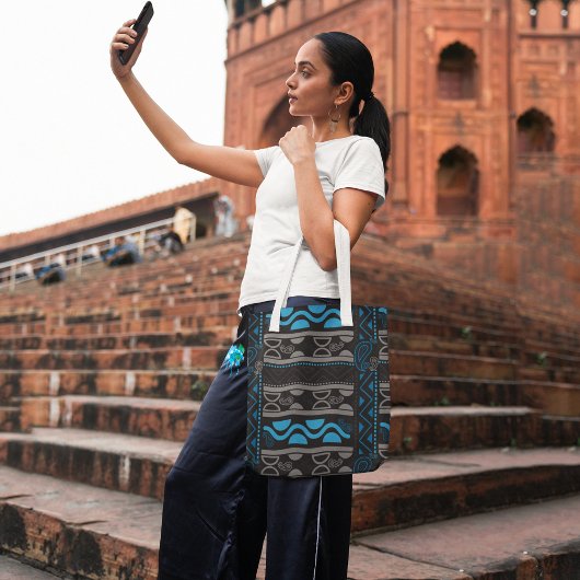 Blue African Aztec Tote Bag