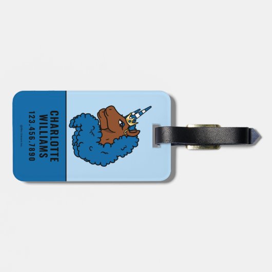 Blue Afro Unicorn Bagagelabel (Achterkant horizontaal)