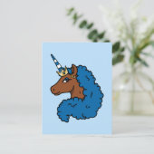 Blue Afro Unicorn Briefkaart (Staand voorkant)