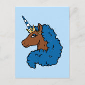 Blue Afro Unicorn Briefkaart (Voorkant)