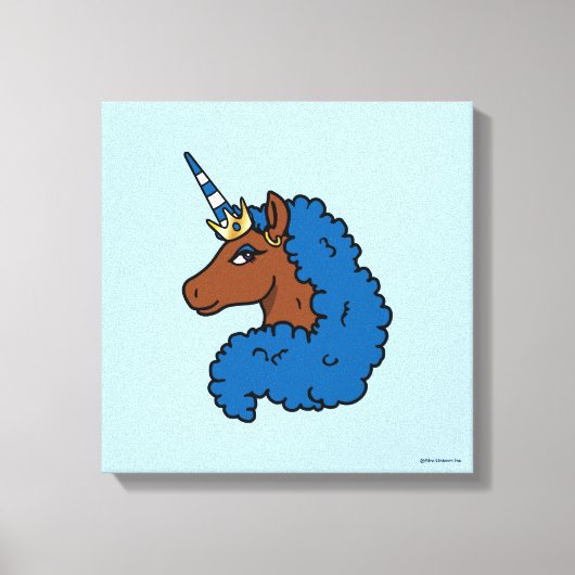 Blue Afro Unicorn Canvas Afdruk (Voorkant)
