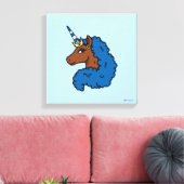 Blue Afro Unicorn Canvas Afdruk (Insitu (Woonkamer))