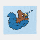 Blue Afro Unicorn Fleece Deken (Voorkant (Horizontaal))
