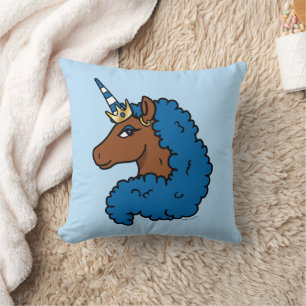 Blue Afro Unicorn Kussen
