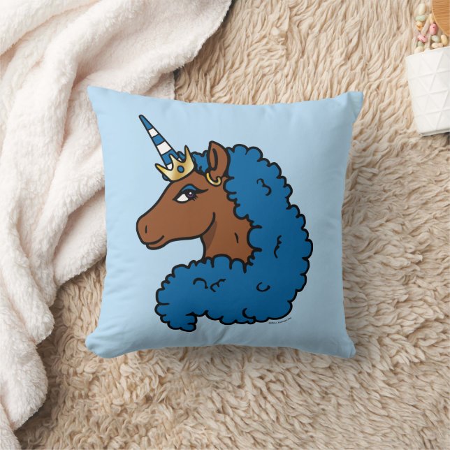 Blue Afro Unicorn Kussen (Deken)