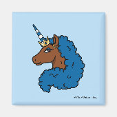 Blue Afro Unicorn Magneet (Voorkant)