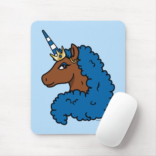 Blue Afro Unicorn Muismat (Met muis)