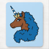 Blue Afro Unicorn Muismat (Voorkant)