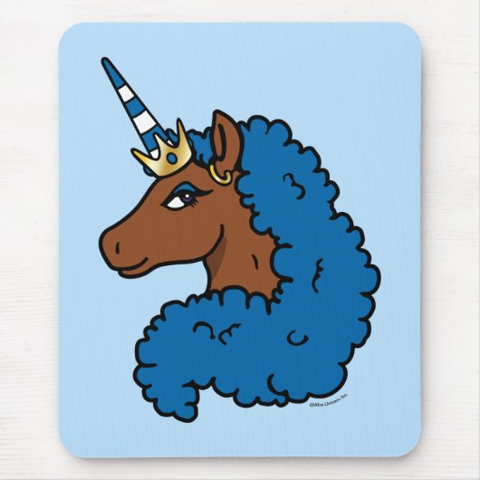 Blue Afro Unicorn Muismat (Voorkant)